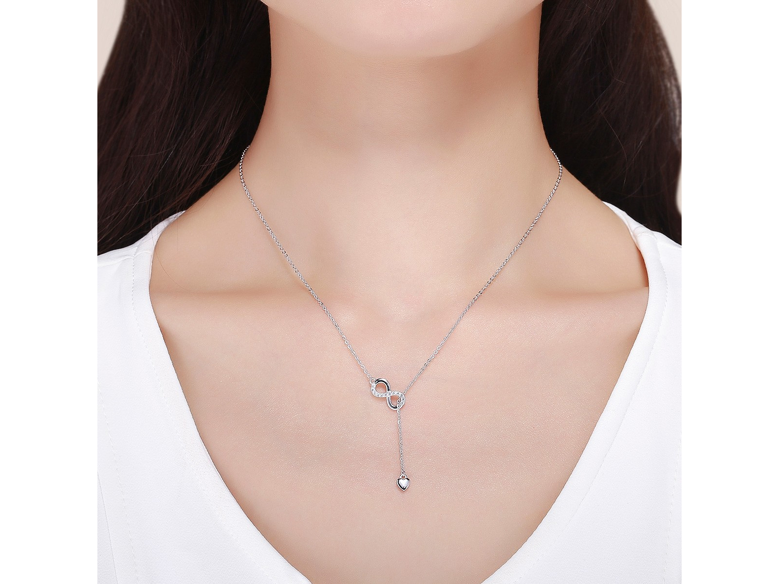 Collar Plata 925 Infinito y Corazón Plateado 6