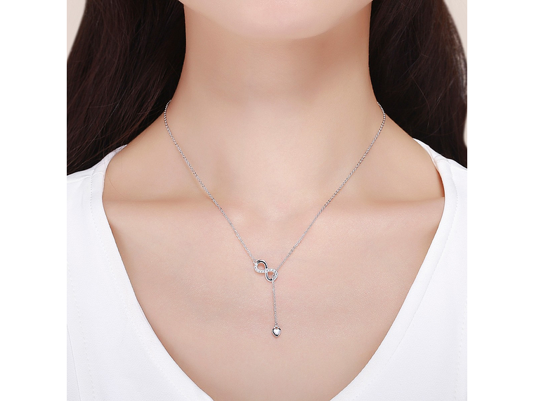 Collar Plata 925 Infinito y Corazón Plateado 6