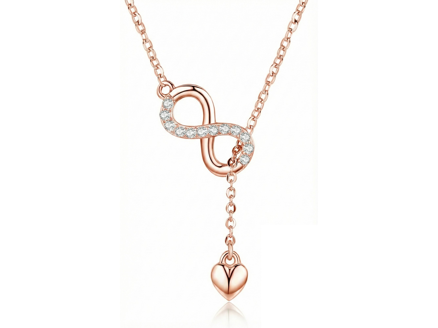 Collar Plata 925 Infinito y Corazón Dorado 1