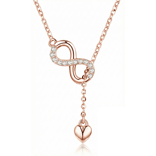Collar Plata 925 Infinito y Corazón Dorado