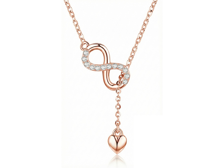 Collar Plata 925 Infinito y Corazón Dorado 1