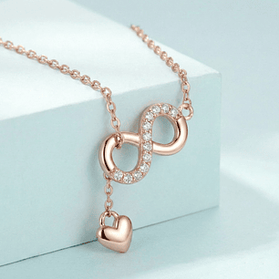 Collar Plata 925 Infinito y Corazón Dorado