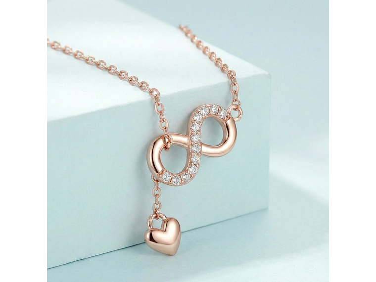 Collar Plata 925 Infinito y Corazón Dorado 2