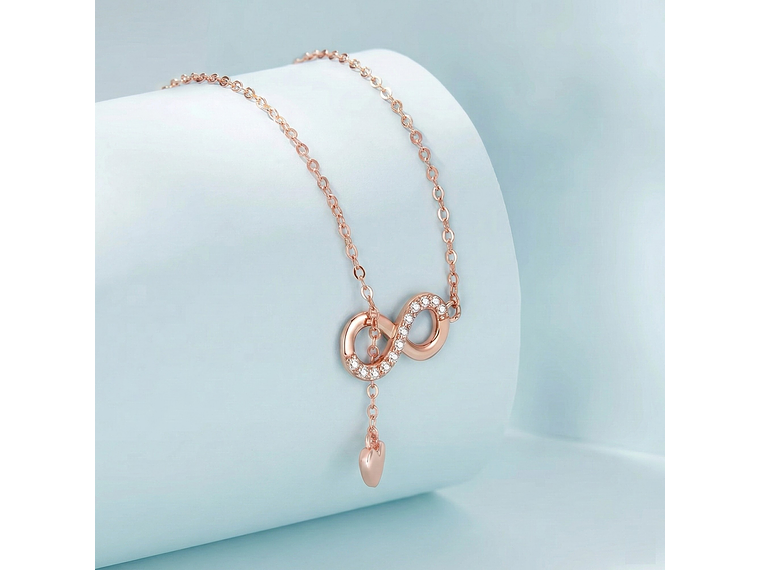 Collar Plata 925 Infinito y Corazón Dorado 3