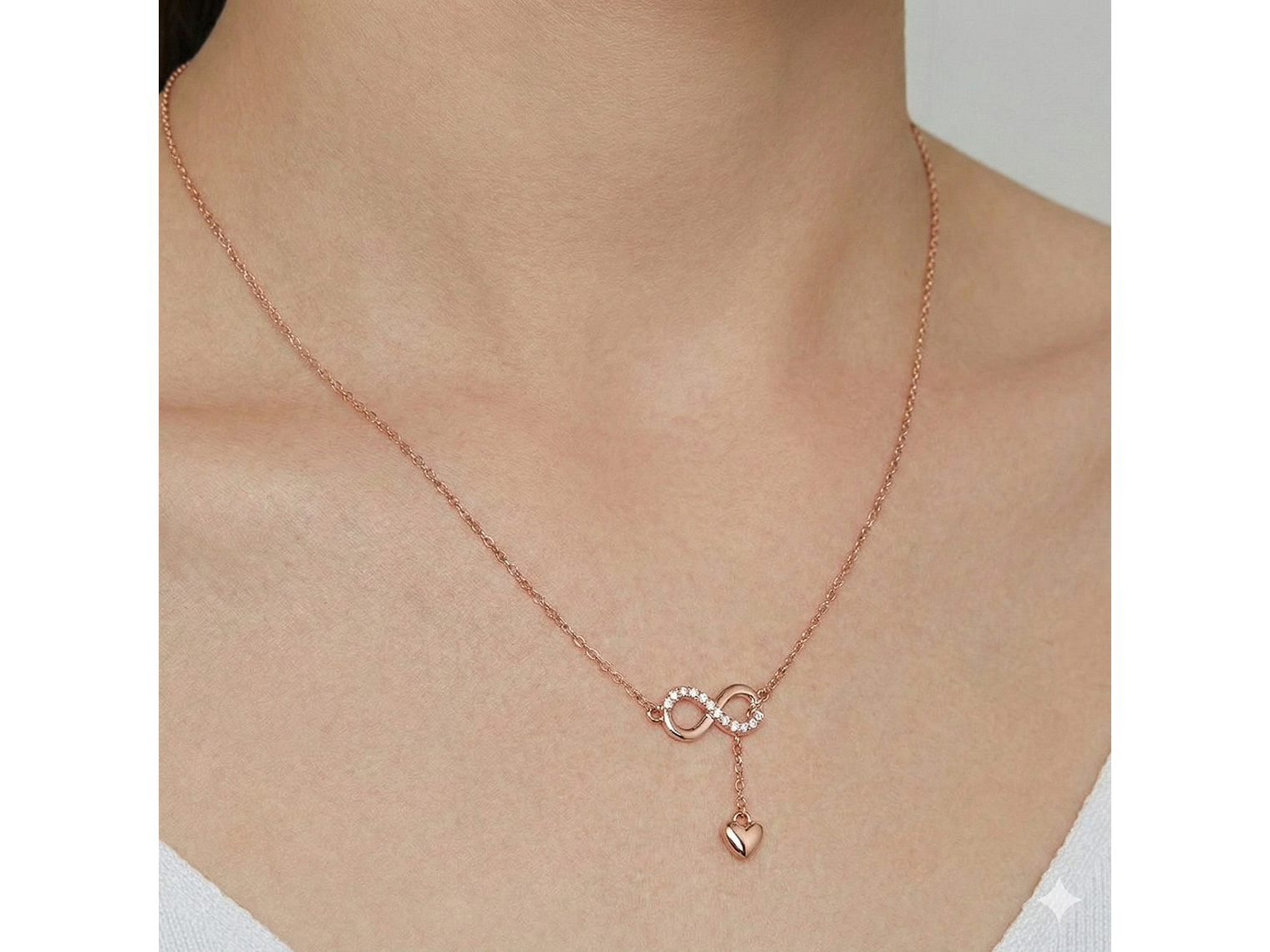 Collar Plata 925 Infinito y Corazón Dorado 4