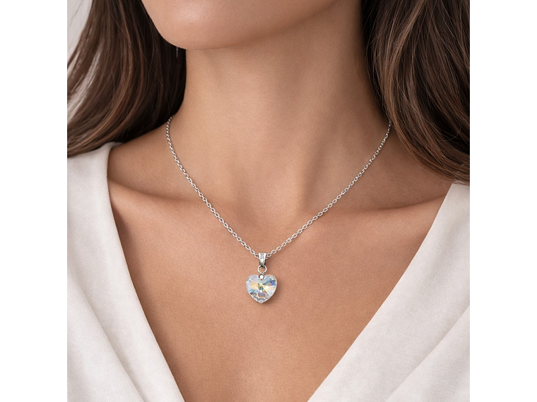 Collar Cristal Austriaco Aurora Boreal 14mm Acero 2