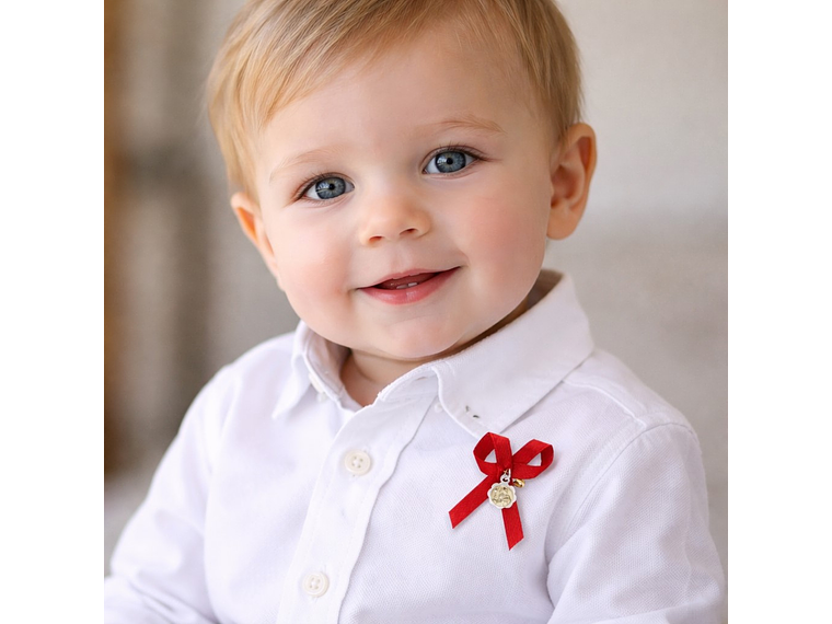 Medalla Plata 925 Con Oro San Benito Bebe Cinta Roja  4