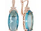 Aros Colgantes Cristal Azul y Circones Dorado Rosa - Miniatura 1