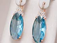 Aros Colgantes Cristal Azul y Circones Dorado Rosa - Miniatura 6