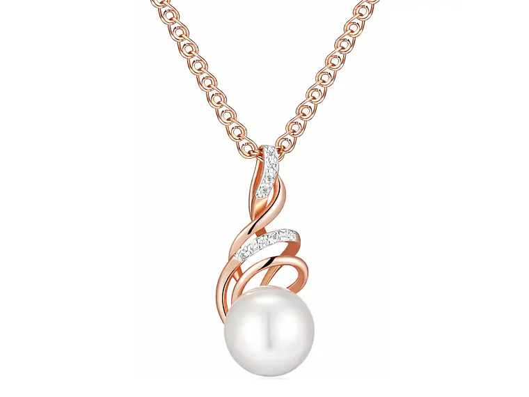 Collar Espiral Perla y Circones Dorado Rosa 1