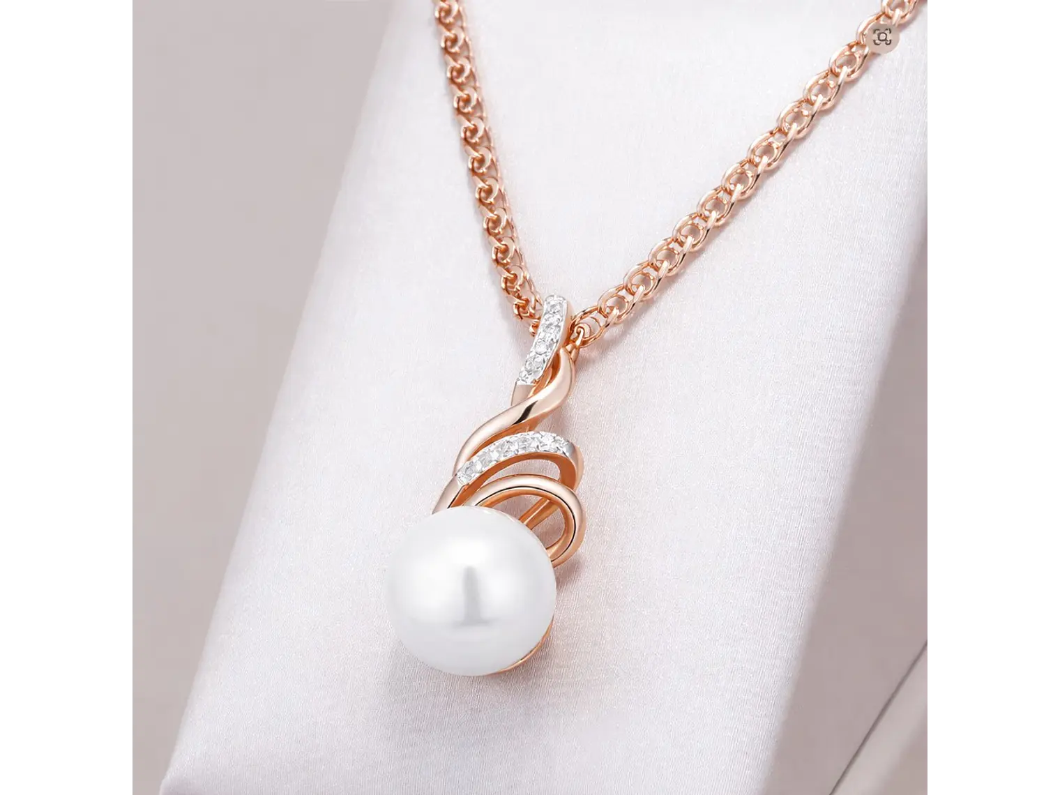 Collar Espiral Perla y Circones Dorado Rosa 2