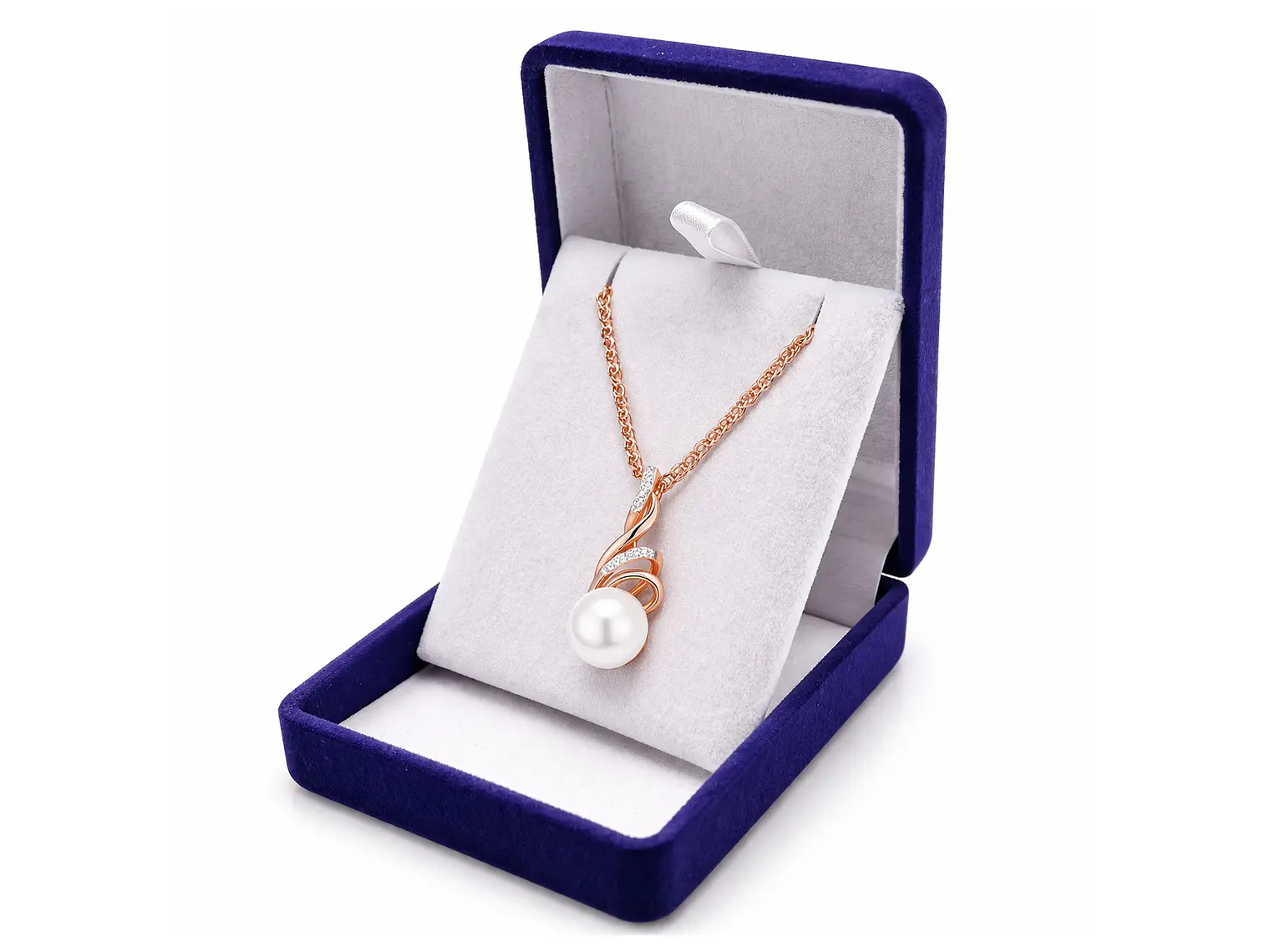 Collar Espiral Perla y Circones Dorado Rosa 4