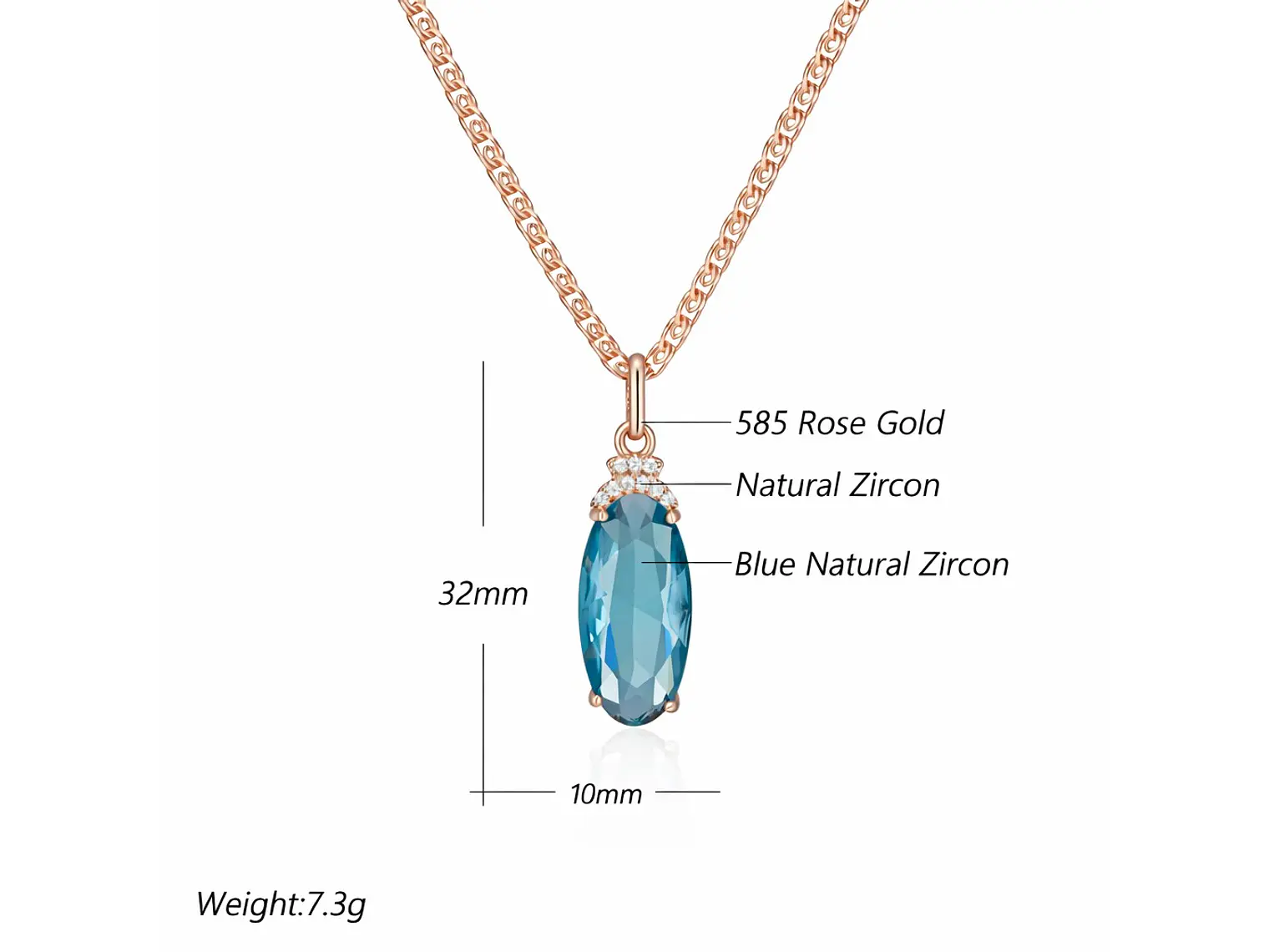 Collar Cristal Azul y Circones Dorado Rosa 8