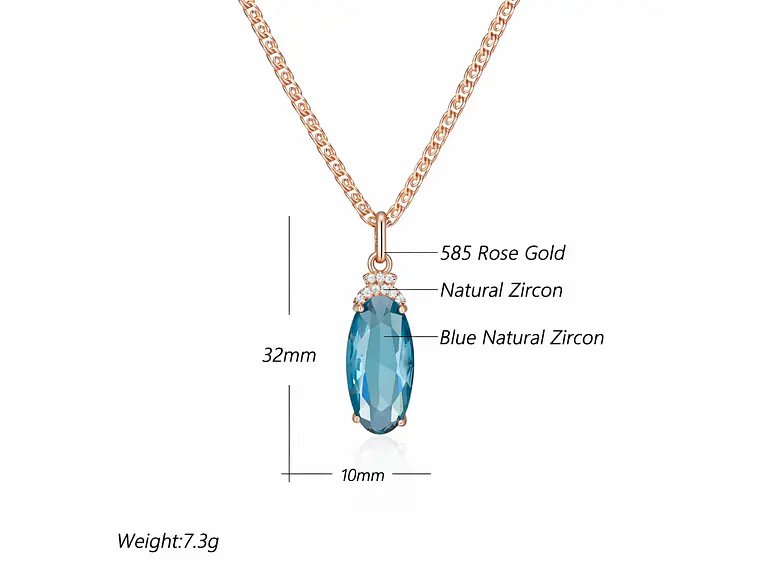 Collar Cristal Azul y Circones Dorado Rosa 8