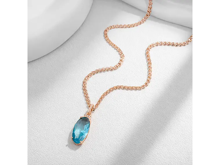 Collar Cristal Azul y Circones Dorado Rosa 4