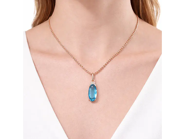 Collar Cristal Azul y Circones Dorado Rosa 2