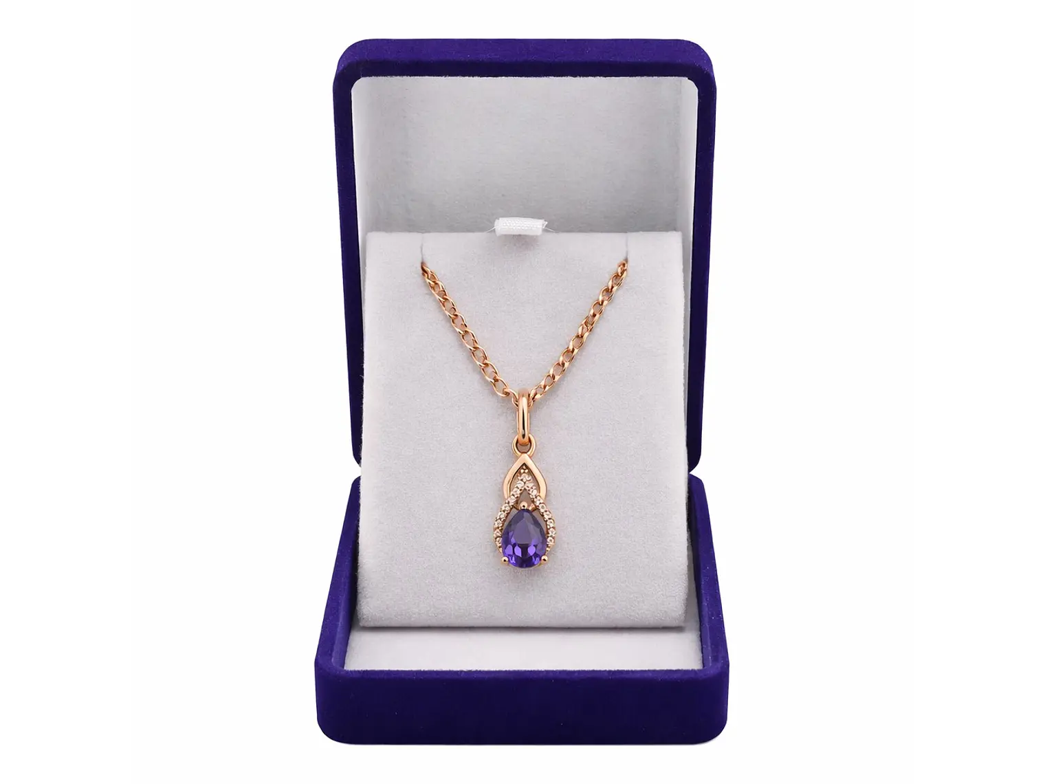 Collar Gota Cristal Morado y Circones Dorado Rosa 2