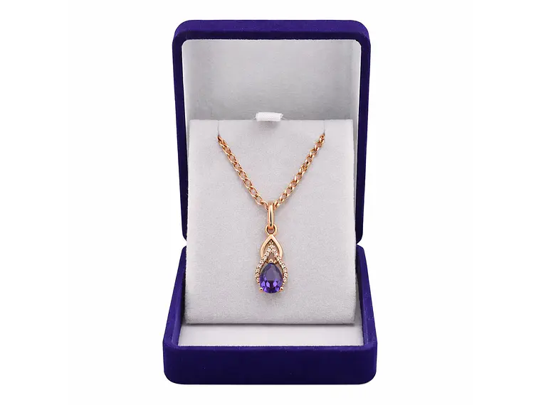 Collar Gota Cristal Morado y Circones Dorado Rosa 2