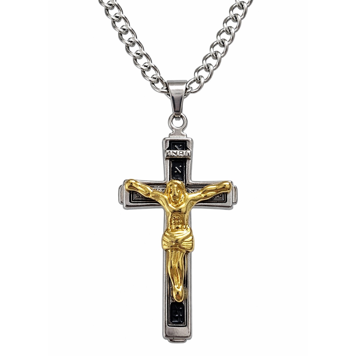 Collar Virgen Piedra Cadena Acero