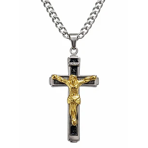 Collar Crucifijo INRI Cadena Gourmet 60 cm Acero