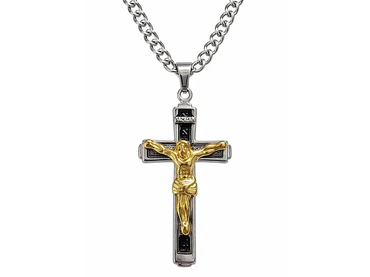 Collar Crucifijo INRI Cadena Gourmet 60 cm Acero 1