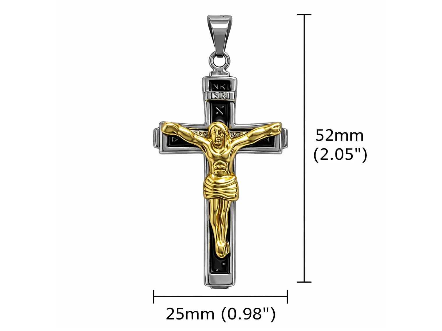 Collar Crucifijo INRI Cadena Gourmet 60 cm Acero 2