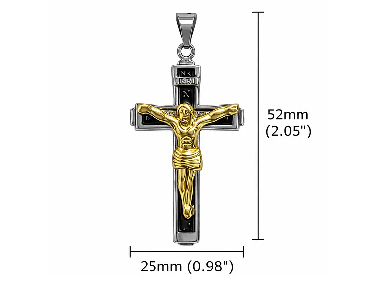 Collar Crucifijo INRI Cadena Gourmet 60 cm Acero 2