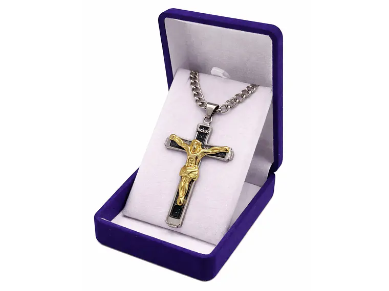 Collar Crucifijo INRI Cadena Gourmet 60 cm Acero 4