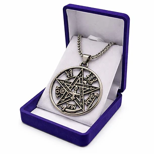 Collar Tetragrammaton Pentágono 35mm Cadena 60cm Acero
