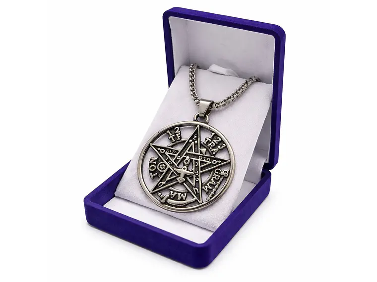 Collar Tetragrammaton Pentágono 35mm Cadena 60cm Acero 2