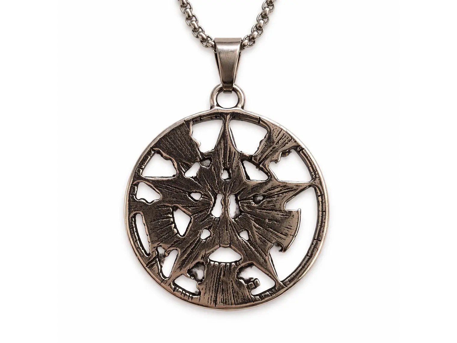 Collar Tetragrammaton Pentágono 35mm Cadena 60cm Acero 4