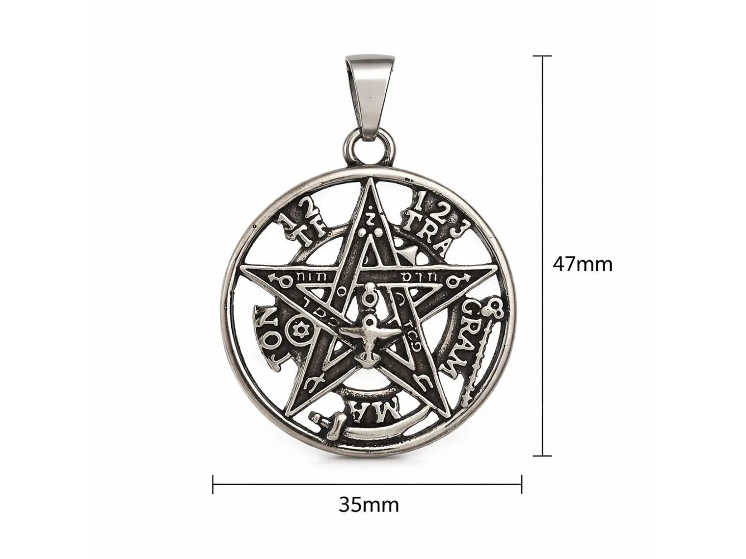 Collar Tetragrammaton Pentágono 35mm Cadena 60cm Acero 6