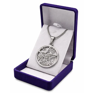 Collar Tetragrammaton Pentágono 27mm Cadena 60cm Acero