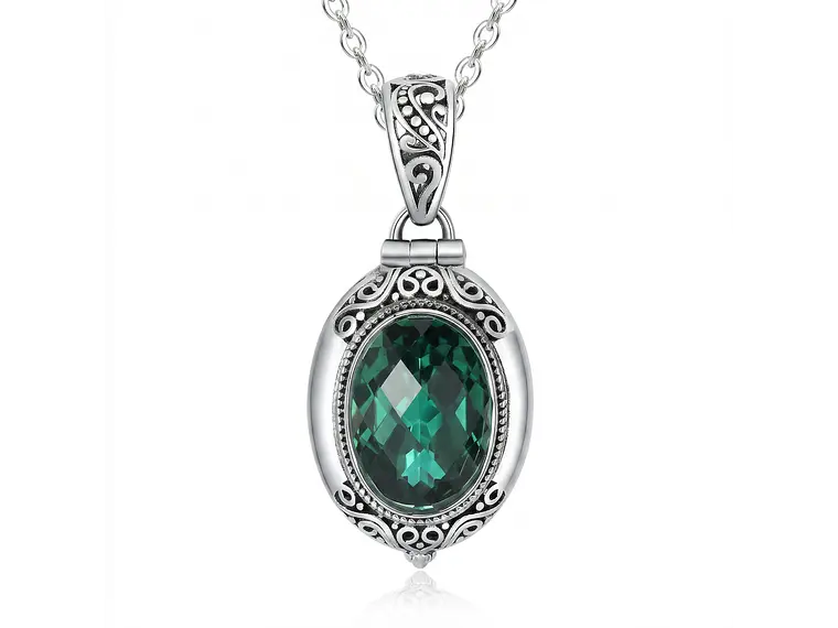 Collar Relicario Caja de Gawu Circón Verde Acero 1