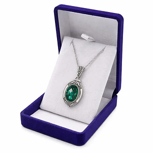 Collar Relicario Caja de Gawu Circón Verde Acero