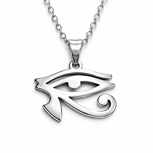 Collar Ojo de Horus Acero Cadena 50cm Plateado