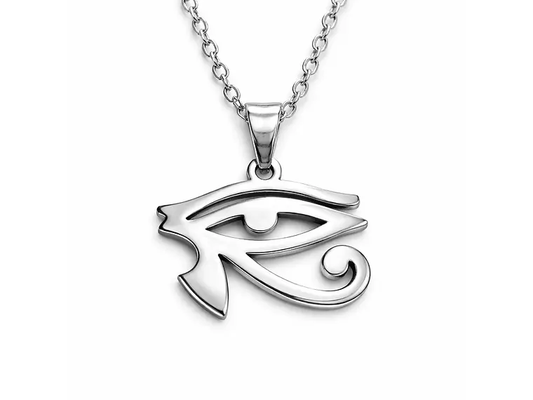 Collar Ojo de Horus Acero Cadena 50cm Plateado 1