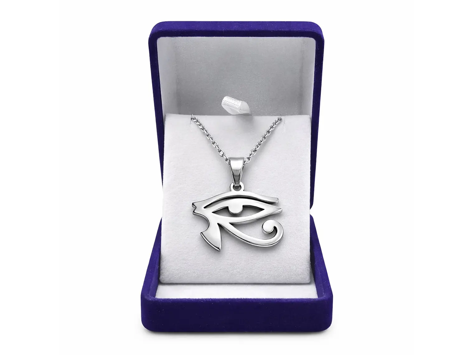 Collar Ojo de Horus Acero Cadena 50cm Plateado 2