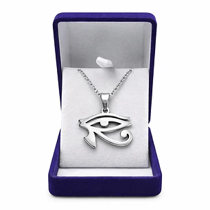 Collar Ojo de Horus Acero Cadena 50cm Plateado