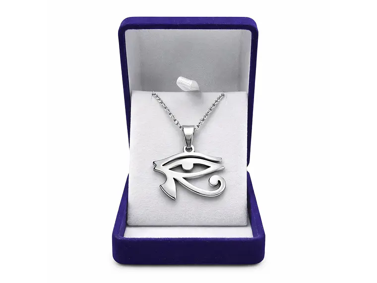 Collar Ojo de Horus Acero Cadena 50cm Plateado 2