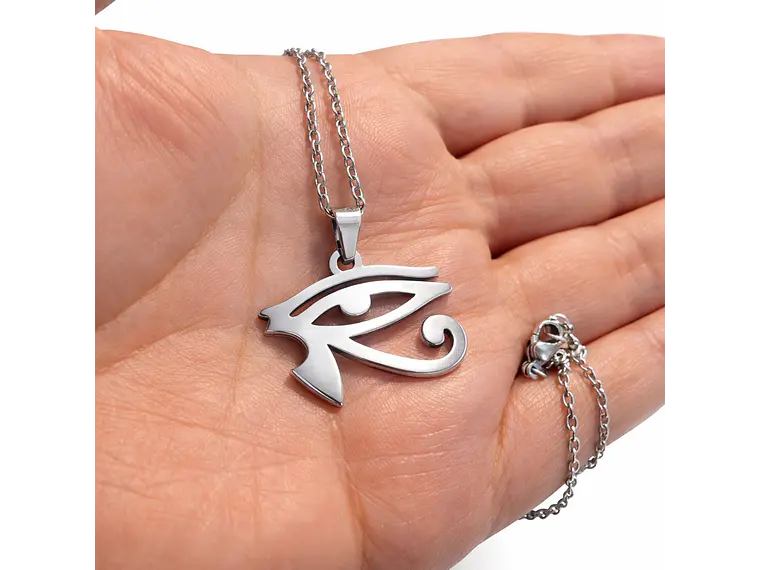 Collar Ojo de Horus Acero Cadena 50cm Plateado 5