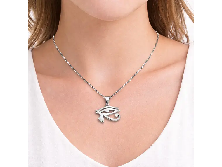 Collar Ojo de Horus Acero Cadena 50cm Plateado 6