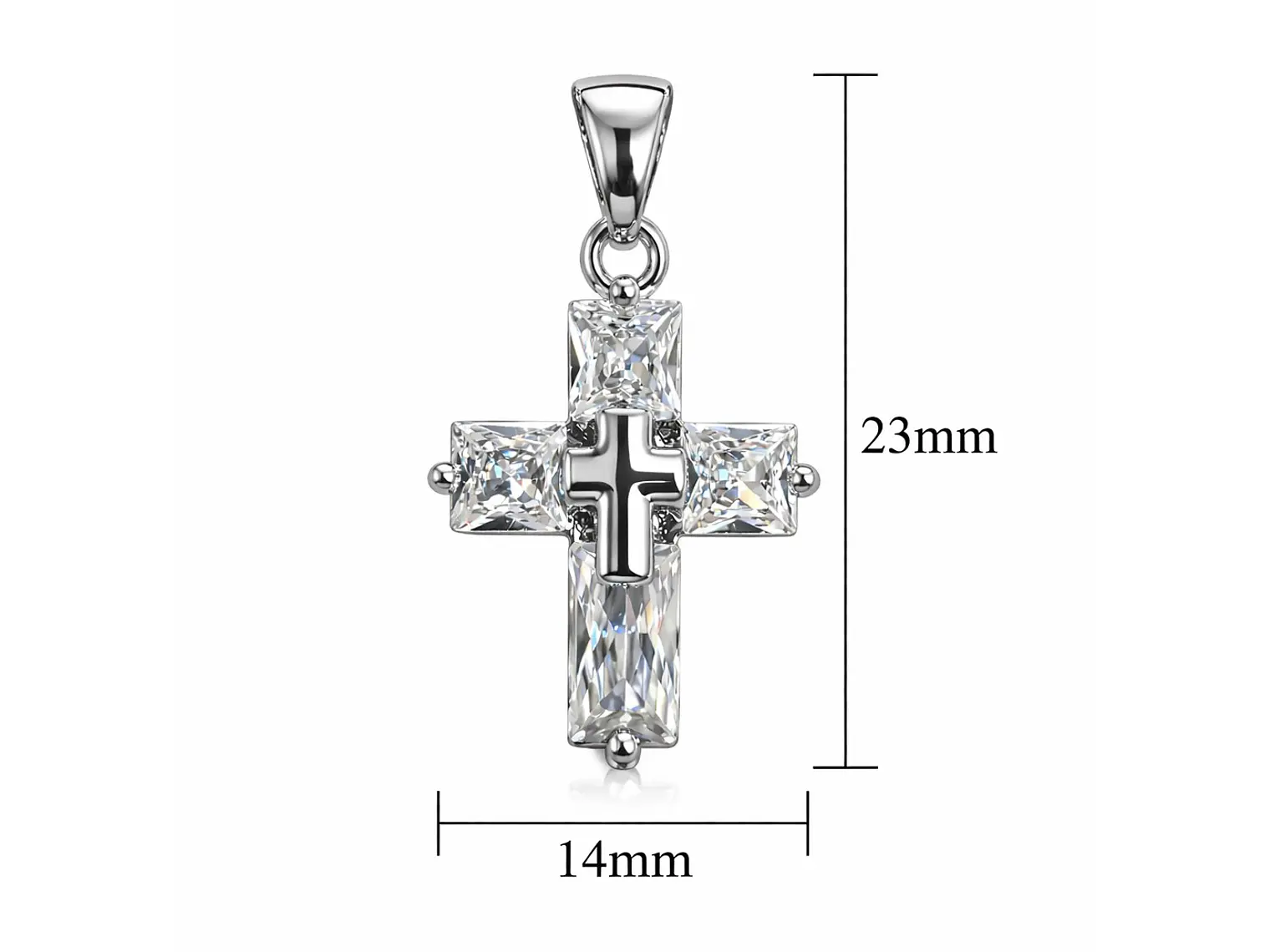 Collar Mini Cruz Cristal Blanco y Acero Plateada 6