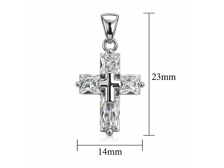 Collar Mini Cruz Cristal Blanco y Acero Plateada 6