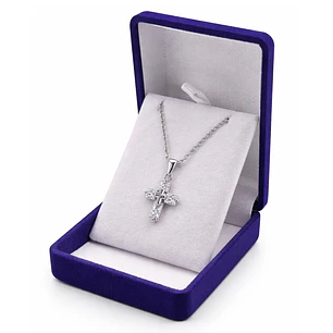 Collar Mini Cruz Cristal Blanco y Acero Plateada