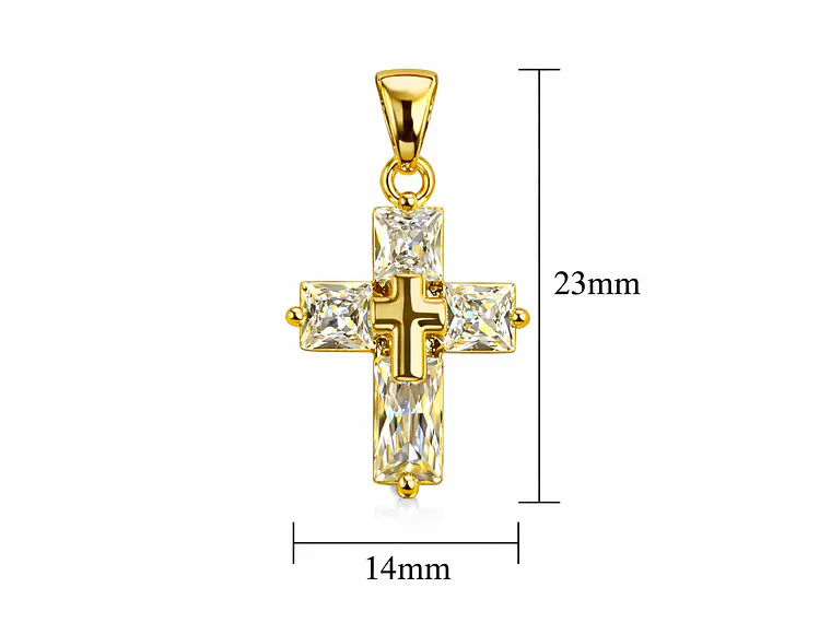 Collar Mini Cruz Cristal Blanco y Acero Dorado 6