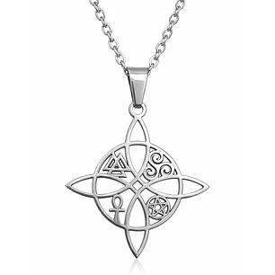 Collar Nudo de Bruja Cinco Elementos Acero Plateado