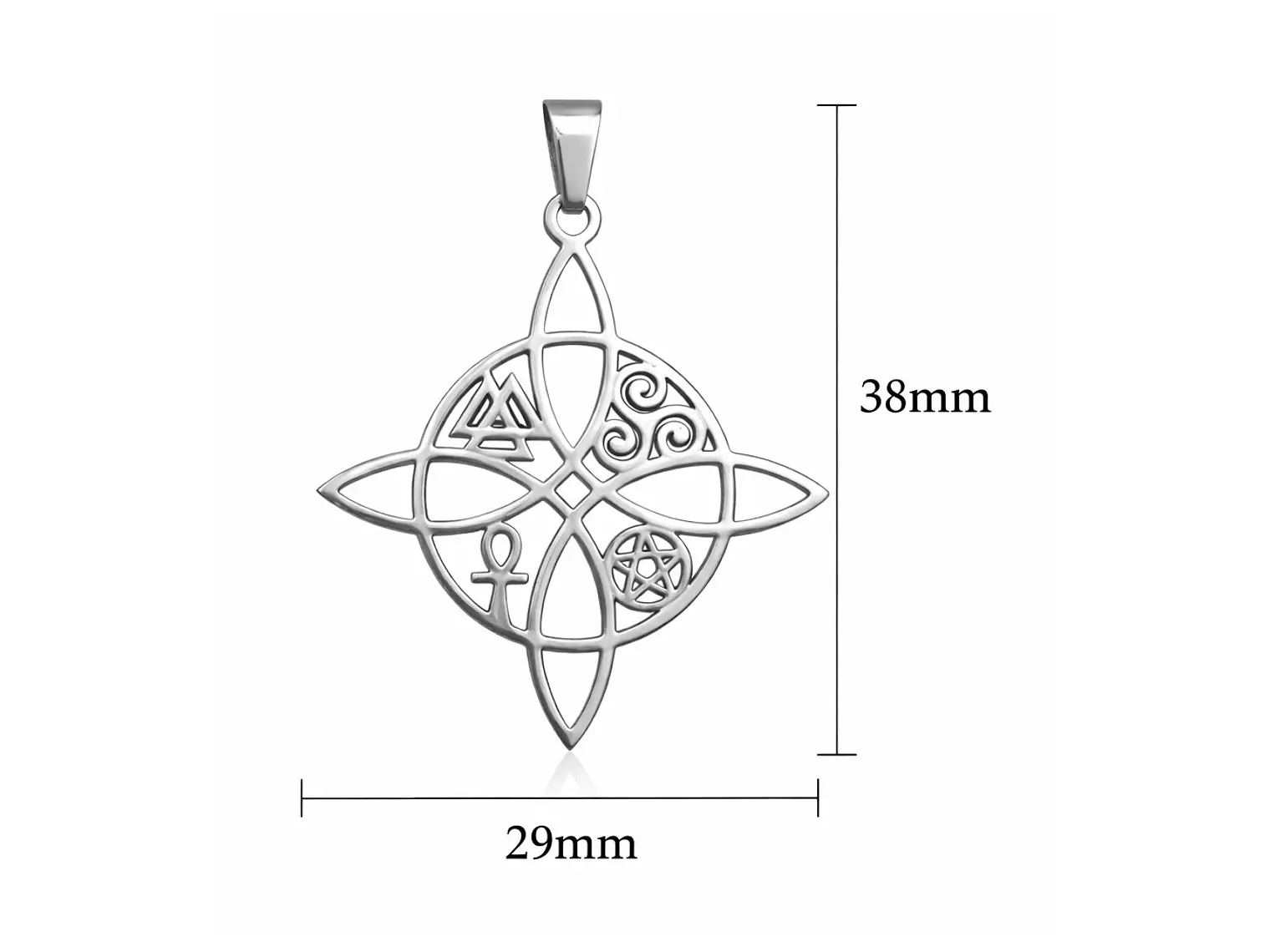 Collar Nudo de Bruja Cinco Elementos Acero Plateado 5