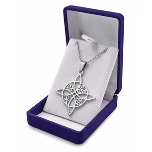 Collar Nudo de Bruja Cinco Elementos Acero Plateado