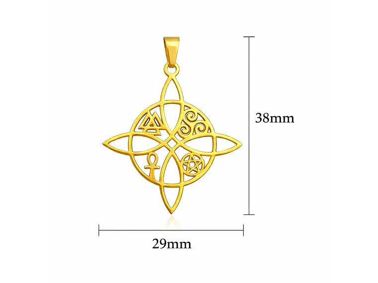 Collar Nudo de Bruja Cinco Elementos Acero Dorado 5